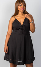 Load image into Gallery viewer, Plus Size Lace-up Black Dress
