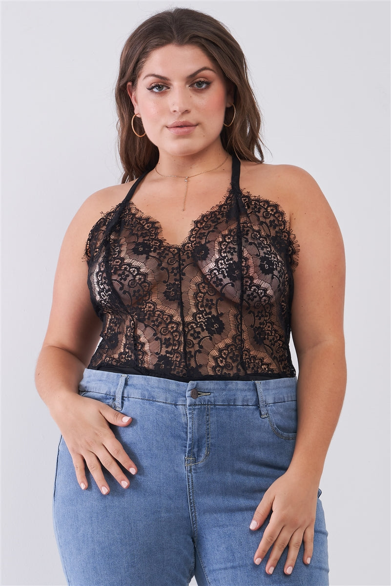 Lovely Lace BodySuit In Black